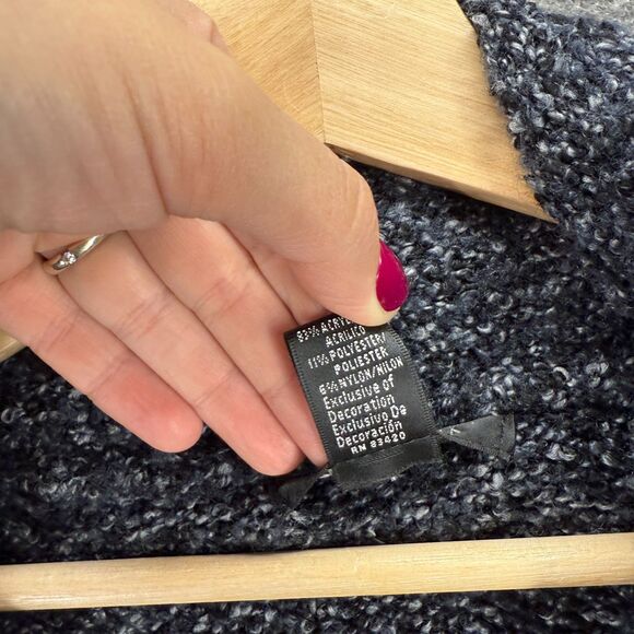 August Silk Cardigan Women L Large Gray Knit Collared Long Sleeve Acrylic - Picture 4 of 7